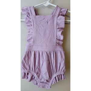 Cat & Jack Baby Girl Purple Ribbed Ruffle Romper Bodysuit 3–6 Months NEW